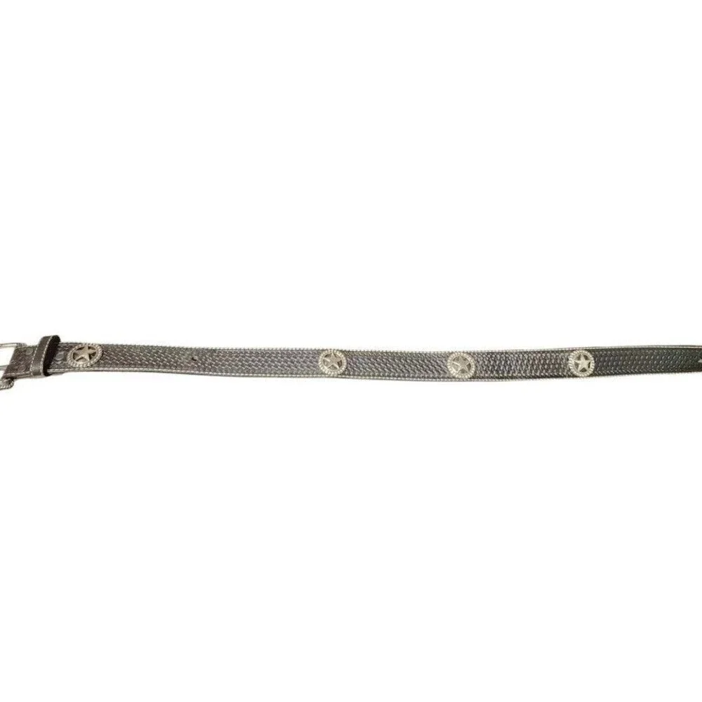 Cavenders Black Leather Belt Silver Stars Size 36
